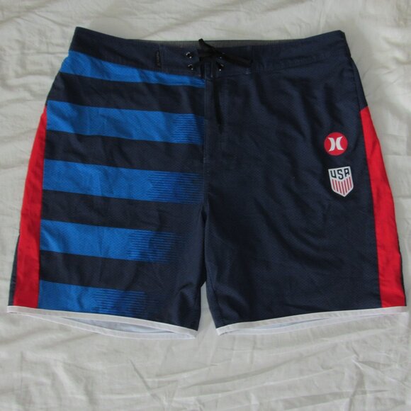 Hurley Phantom Blue Board Shorts USA National Soccer Team Mens Size 34 - Picture 1 of 4